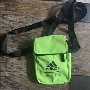 adidas Neon Green Small Crossbody Pouch with Black Strap